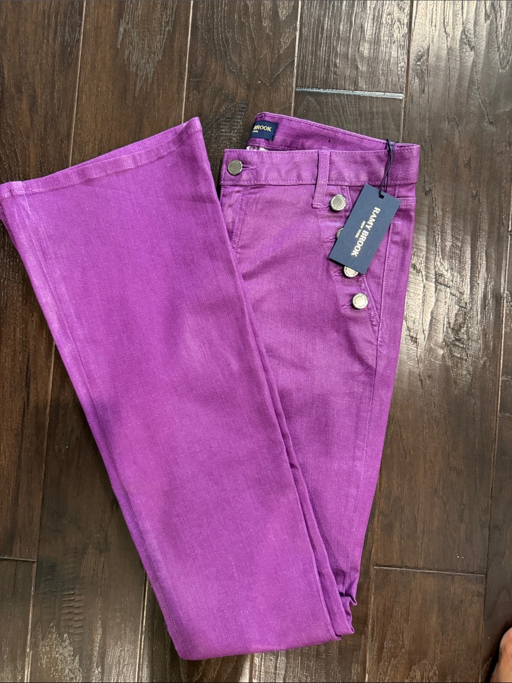 Ramy Brook Purple Wide-Leg Button-Fly Jeans